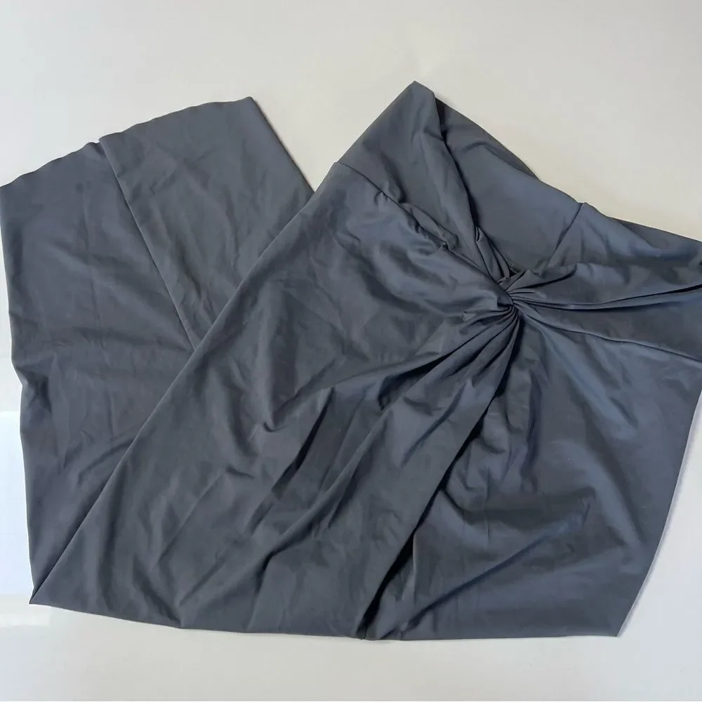 SKIMS Swim Gunmetal Gray Twist Front Slit Midi Swim Sarong Skirt Beach Cover Up